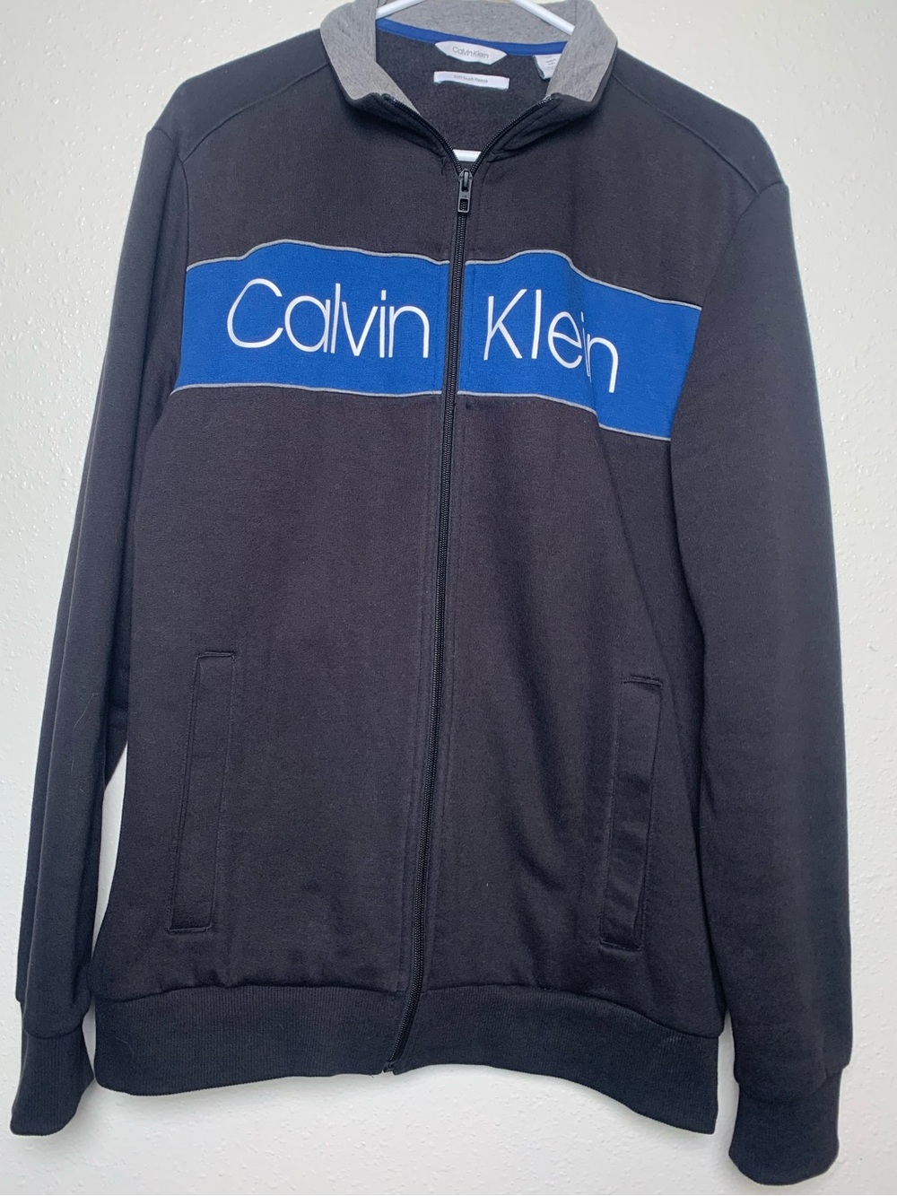 Calvin Klein Black Jacket with Blue Chest Panel